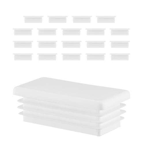 EMFA Lamellenstopfen 50x40 mm für Rechteckrohr – Weiß Kunststoff Rechteckstopfen 40x50 – Endkappen Rohrstopfen 5x4 cm - 20 Stück von EMFA