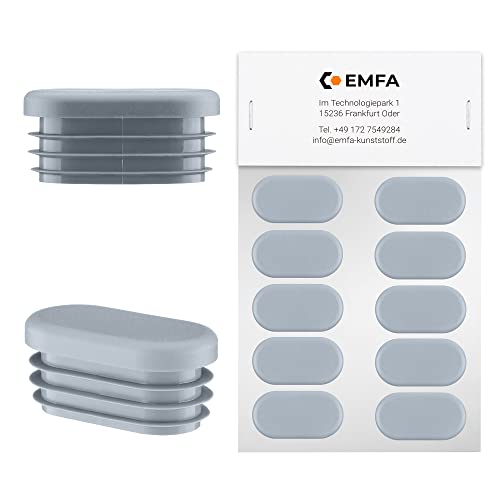 EMFA Lamellenstopfen für Ovalrohre 40x20mm 25 Stück Grau (RAL 7040) Ovalstopfen 2,0x4,0 cm von EMFA