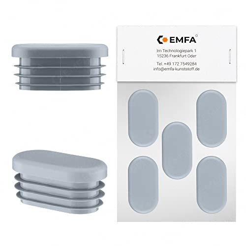 EMFA Lamellenstopfen für Ovalrohre 50x30mm 5 Stück Grau (RAL 7040) Ovalstopfen 3,0x5,0 cm von EMFA