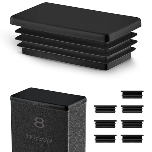 EMFA Lamellenstopfen 35x20 mm für Rechteckrohr – Schwarz Kunststoff Rechteckstopfen 20x35 – Endkappen Rohrstopfen 3,5x2 cm - 8 Stück von EMFA