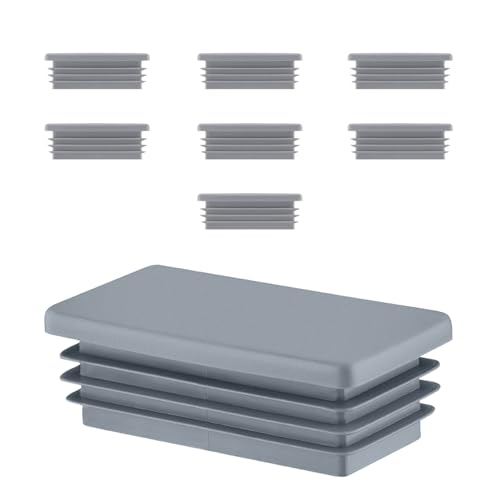 EMFA Lamellenstopfen 40x20 mm für Rechteckrohr – Grau Kunststoff Rechteckstopfen 20x40 – Endkappen Rohrstopfen 4x2 cm - 8 Stück von EMFA