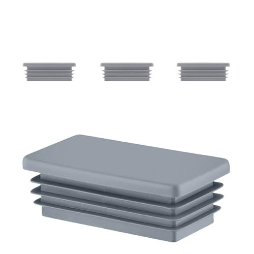 EMFA Lamellenstopfen 70x50 mm für Rechteckrohr – Grau Kunststoff Rechteckstopfen 50x70 – Endkappen Rohrstopfen 7x5 cm - 4 Stück von EMFA