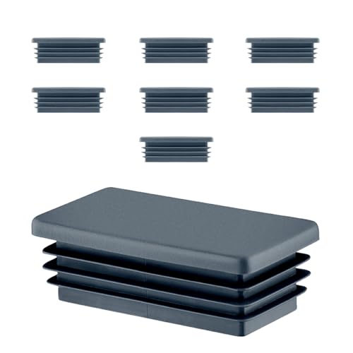 EMFA Lamellenstopfen 80x20 mm für Rechteckrohr – Anthrazit Kunststoff Rechteckstopfen 20x80 – Endkappen Rohrstopfen 8x2 cm - 8 Stück von EMFA