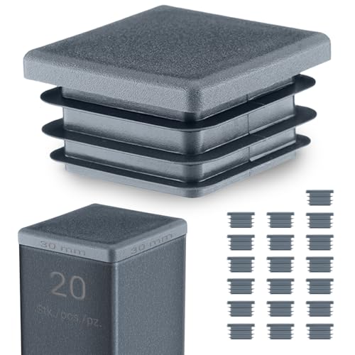 EMFA Lamellenstopfen 30x30 mm für Vierkantrohr – Anthrazit Kunststoff Rohrstopfen 3x3 cm – Endkappen Abdeckung für Vierkantrohre - 20 Stück von EMFA