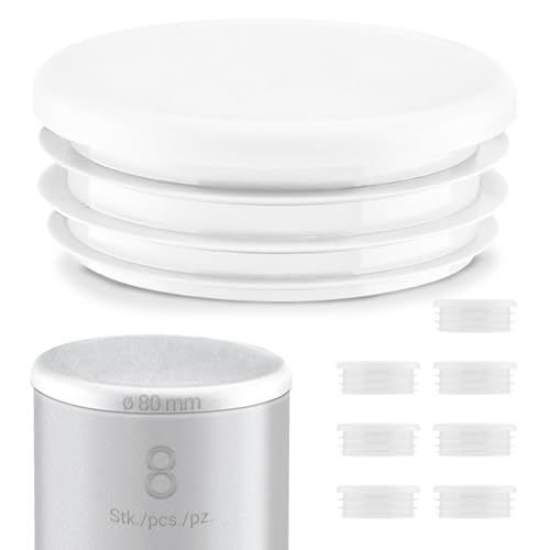 EMFA Lamellenstopfen rund 80 mm Weiß – Kunststoffstopfen für Rundrohre und Stahlrohre | Endkappen zur Rohrabdeckung – 8 Stück von EMFA