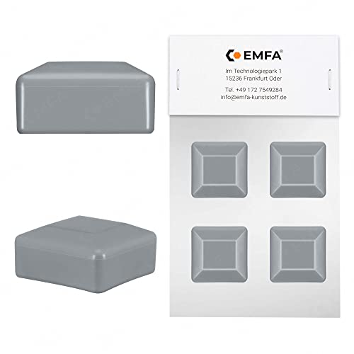 EMFA Zaunpfahlkappe 20x20 mm 4 Stück Grau Pfostenkappe quadratisch Zaunpfostenkappen Zaunabdeckung Kunststoff Deckel Zaunkappen 2x2 cm von EMFA