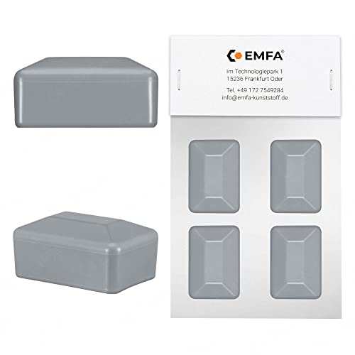 EMFA Zaunpfahlkappe rechteckig 80x40 mm Grau 4 Stück Pfostenkappen Kunststoff Abdeckkappen Zaunkappen® von EMFA