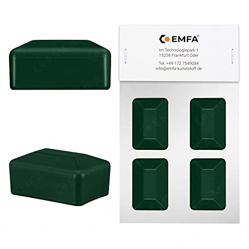 EMFA Zaunpfahlkappe rechteckig 80x40 mm Grün 4 Stück Pfostenkappen Kunststoff Abdeckkappen Zaunkappen® von EMFA