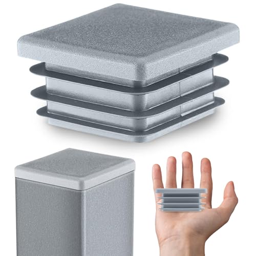 EMFA Lamellenstopfen für Vierkantrohr 50x50 mm Grau 10 Stück Rohrstopfen 50x50 Vierkantrohr Kunststoff vierkant 5x5 cm Stopfen Abdeckung Rohrabdeckung für Formrohr Endkappe von EMFA