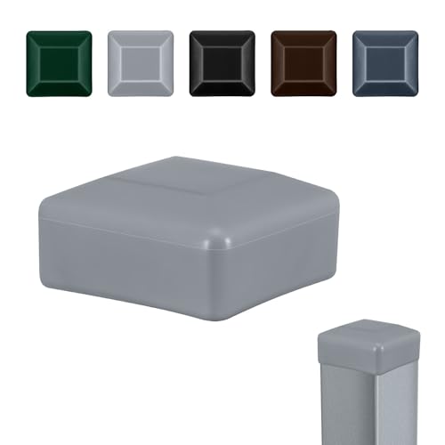 EMFA Zaunpfahlkappe 70x70 mm 10 Stück Grau Pfostenkappe quadratisch Zaunpfostenkappen Zaunabdeckung Kunststoff Deckel Zaunkappen 7x7 cm von EMFA