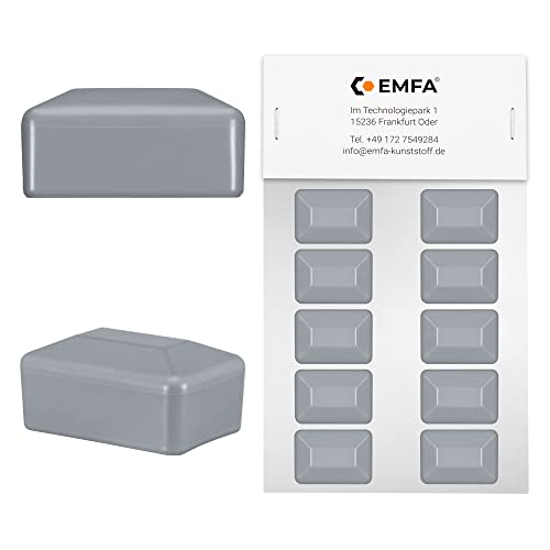 EMFA Zaunpfahlkappe rechteckig 40x80 mm Grau 10 Stück Pfostenkappen Kunststoff Pfostenkappen Abdeckkappen Zaunkappen® von EMFA