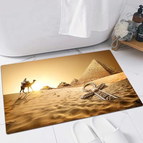 EMFSLA rutschfest Badezimmer Badeteppiche,Weich Hochflor Saugfähig Badvorleger Waschbar Flauschige Mikrofaser Badematte,Ägyptische Reisende Wüstenpyramide,60x90 cm EMFSLA rutschfest Badezimmer Badeteppiche,Weich Hochflor Saugfähig Badvorleger Waschbar Flauschige Mikrofaser Badematte,Ägyptische Reisende Wüstenpyramide,60x90 cm von EMFSLA