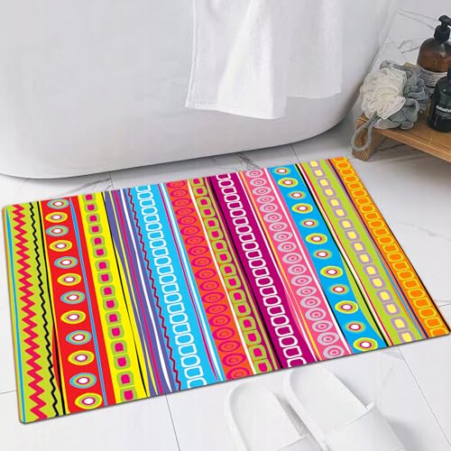 EMFSLA rutschfest Badezimmer Badeteppiche,Weich Hochflor Saugfähig Badvorleger Waschbar Flauschige Mikrofaser Badematte,Bunter Streifen Abstrakter Hintergrund,60x90 cm EMFSLA rutschfest Badezimmer Badeteppiche,Weich Hochflor Saugfähig Badvorleger Waschbar Flauschige Mikrofaser Badematte,Bunter Streifen Abstrakter Hintergrund,60x90 cm von EMFSLA