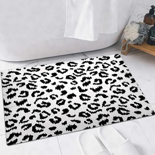EMFSLA rutschfest Badezimmer Badeteppiche,Weich Hochflor Saugfähig Badvorleger Waschbar Flauschige Mikrofaser Badematte,Nahtlose Mustertextur des Leopardenmustervektors,60x90 cm von EMFSLA