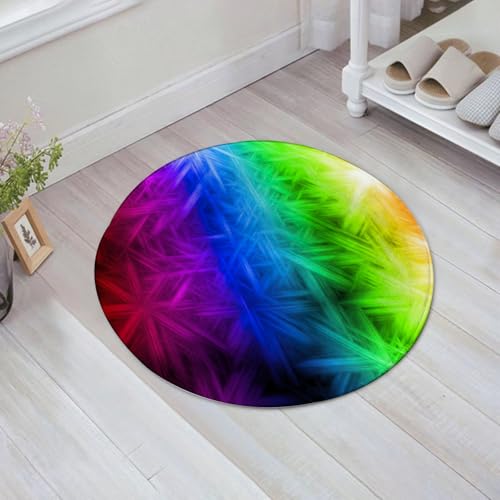 EMFSLA rutschfest Badezimmer Badeteppiche,Weich Hochflor Saugfähig Badvorleger Waschbar Flauschige Mikrofaser Badematte,Regenbogenmuster Mehrfarbig,60x60 cm von EMFSLA