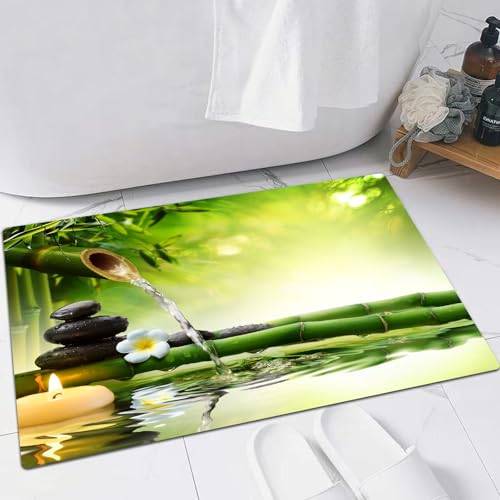 EMFSLA rutschfest Badezimmer Badeteppiche,Weich Hochflor Saugfähig Badvorleger Waschbar Flauschige Mikrofaser Badematte,Spa, Meditation und Zen Foto von Bambusstämmen Kerze und Basaltsteine,60x90 cm EMFSLA rutschfest Badezimmer Badeteppiche,Weich Hochflor Saugfähig Badvorleger Waschbar Flauschige Mikrofaser Badematte,Spa, Meditation und Zen Foto von Bambusstämmen Kerze und Basaltsteine,60x90 cm von EMFSLA