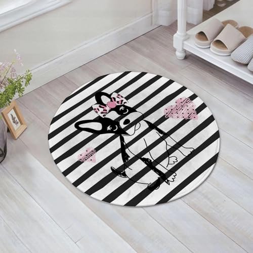 EMFSLA rutschfest Badezimmer Badeteppiche,Weich Hochflor Saugfähig Badvorleger Waschbar Flauschige Mikrofaser Badematte,süßer Welpe der französischen Bulldogge,60x60 cm von EMFSLA