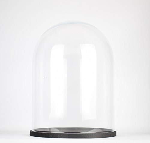 EMH Glasglocke / Glocke mit schwarzem Holzsockel, handgefertigt, rund, 41,5 cm, transparent von EMH