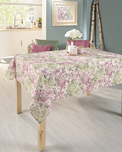 EMHELLE Baumwolle Tischdecke Tischwäsche Baumwolltischdecke Blumendruck mit Fleckschutz Blüten Verschiedene Größen (110 x 140 cm) von EMHELLE