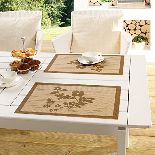 EMHELLE Tischset Tischläufer Platzset Tischband Tischdecke Tischdeko Tischrolle Gartentischdecke Außen und Innenbereich Rutschhemmende Oberfläche 30 x 45 cm, 2 er Set (Mokka - Beige) von EMHELLE