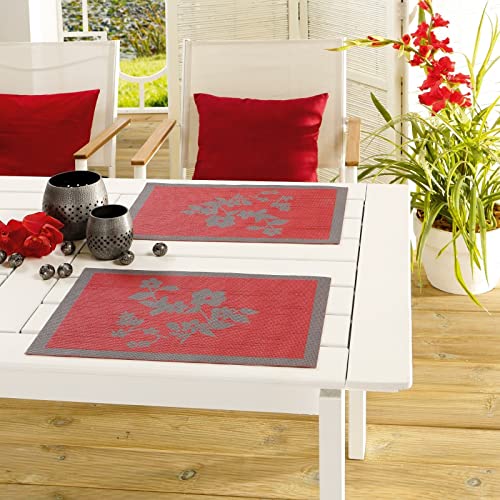 EMHELLE Tischset Tischläufer Platzset Tischband Tischdecke Tischdeko Tischrolle Gartentischdecke Außen und Innenbereich Rutschhemmende Oberfläche 30 x 45 cm, 2 er Set (Rot) von EMHELLE