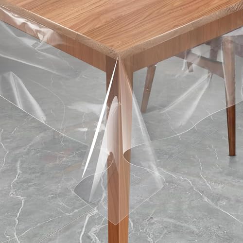 Tischfolie Transparent Tischdecke Durchsichtig Klarsicht Glasklar Wasserdicht Abwaschbar Fettdicht Tischschutzfolie Kratzfest Tischschutz für Innen und Außen 0,2 mm (80 x 100 cm) von EMHELLE