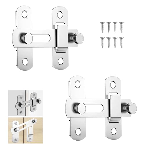 2 Stück Türriegel Flip Latch Gate, Edelstahl Riegel Latch, Sicherheitstürschloss, Fensterladenriegel, für Türen Fenster Badezimmer Schrank Schubladen… von EMHTHME