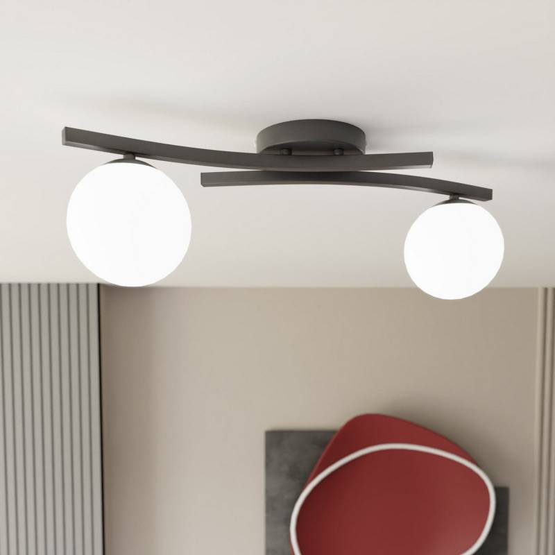 B-Ware Opus Deckenlampe Leuchte Hauptlicht Länge 60 Cm Opal Schwarz Glas 2 Flg B-Ware Opus Deckenlampe Leuchte Hauptlicht Länge 60 Cm Opal Schwarz Glas 2 Flg von EMIBIG LIGHTING