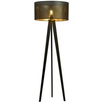 Emibig aston Schwarze dreibeinige Stehlampe mit schwarzen, goldenen Stoffschirmen, 1x E27 von EMIBIG LIGHTING
