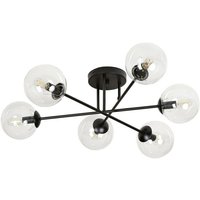 Emibig brendi Black Globe Multi Arm Halbbündige Deckenleuchte mit klaren Glasschirmen, 6x E14 von EMIBIG LIGHTING