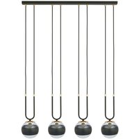 Emibig GLAM Black Globe Bar Pendel-Deckenleuchte mit klaren, schwarzen Glasschirmen, 4x E14 von EMIBIG LIGHTING