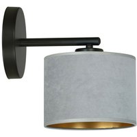 Emibig HILDE Schwarze Wandlampe mit Schirm mit grauen Stoffschirmen, 1x E27 von EMIBIG LIGHTING