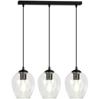 Emibig istar Schwarze Balken-Pendel-Deckenleuchte mit klaren Glasschirmen, 3x E27 von EMIBIG LIGHTING