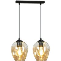 Emibig istar Schwarze Balken-Pendel-Deckenleuchte mit bernsteinfarbenen Glasschirmen, 2x E27 von EMIBIG LIGHTING