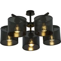 Emibig Lighting - Emibig jordan Schwarze halbbündige Deckenleuchte mit mehreren Armen und schwarzen Stoffschirmen, 5x E27 von EMIBIG LIGHTING