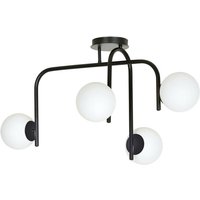 Emibig Lighting - Emibig kalf Schwarze V2 Globe Deckenleuchte mit weißen Glasschirmen, 4x E14 von EMIBIG LIGHTING