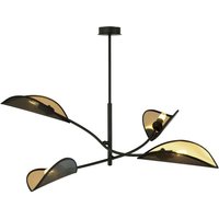 Emibig lotus Halbbündige Deckenleuchte mit mehreren Armen in Schwarz mit Stoffschirmen in Schwarz und Gold, 4x E14 von EMIBIG LIGHTING