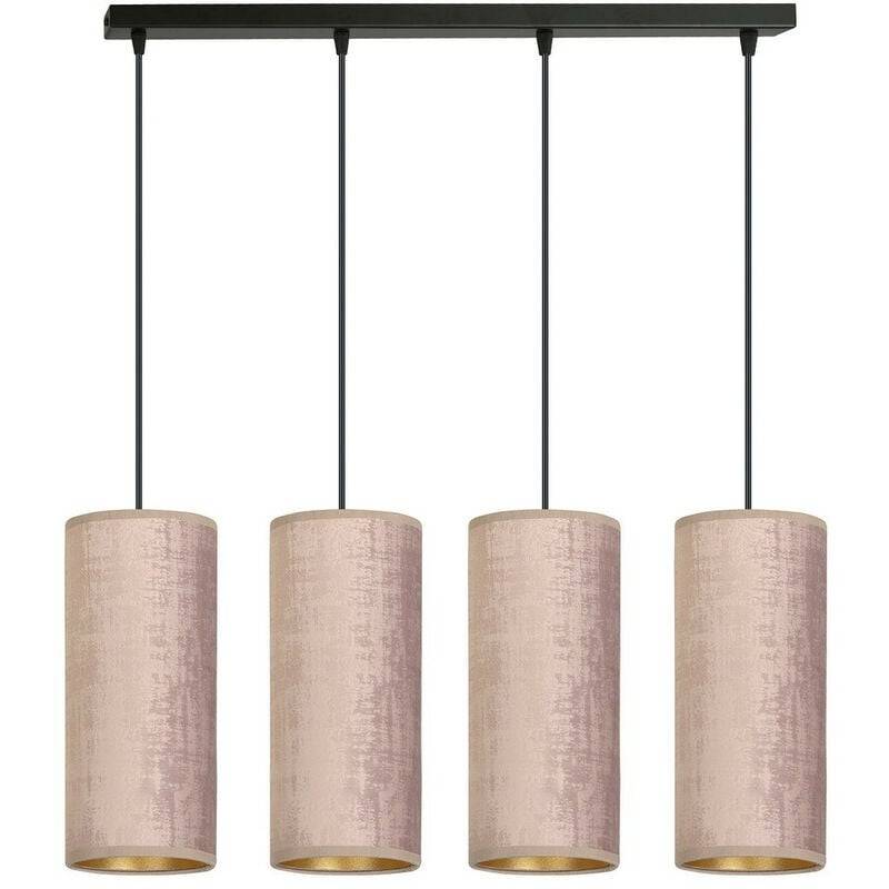 Emibig Lighting Pendellampe Joni Hängeleuchte Leuchte Textil 4fl Lang Rosé Gold B-Ware von EMIBIG LIGHTING