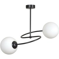 Emibig Lighting - Emibig selbi Black Globe Multi Arm Halbbündige Deckenleuchte mit weißen Glasschirmen, 2x E14 von EMIBIG LIGHTING