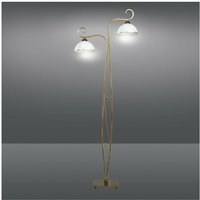 Emibig wivara Goldfarbene mehrarmige Stehlampe mit weißen, goldenen Glasschirmen, 2x E27 von EMIBIG LIGHTING