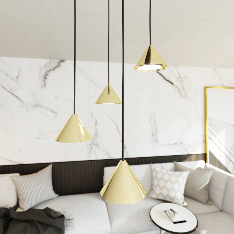 Hängeleuchte Elit, 4-flammig, Ø 30 cm, schwarz/gold, Metall von EMIBIG LIGHTING