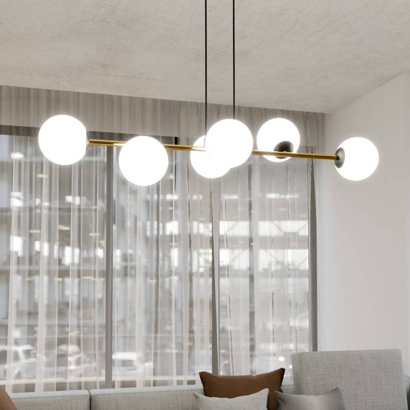 Hängeleuchte Gravity, opalweiß/gold/schwarz, Glas, E14 von EMIBIG LIGHTING