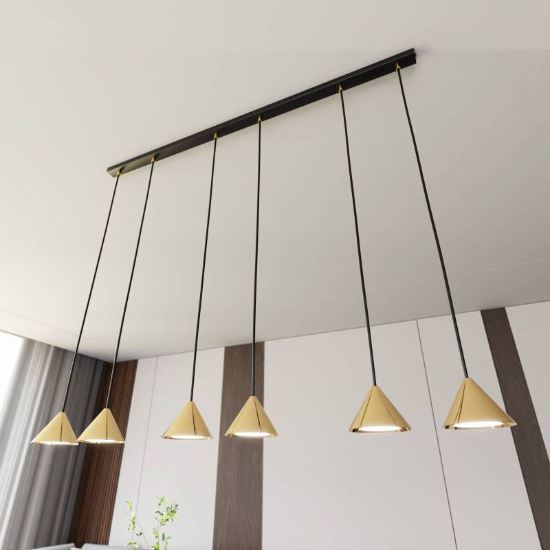 Pendelleuchte Elit, 6-flammig, goldfarben, Metall von EMIBIG LIGHTING