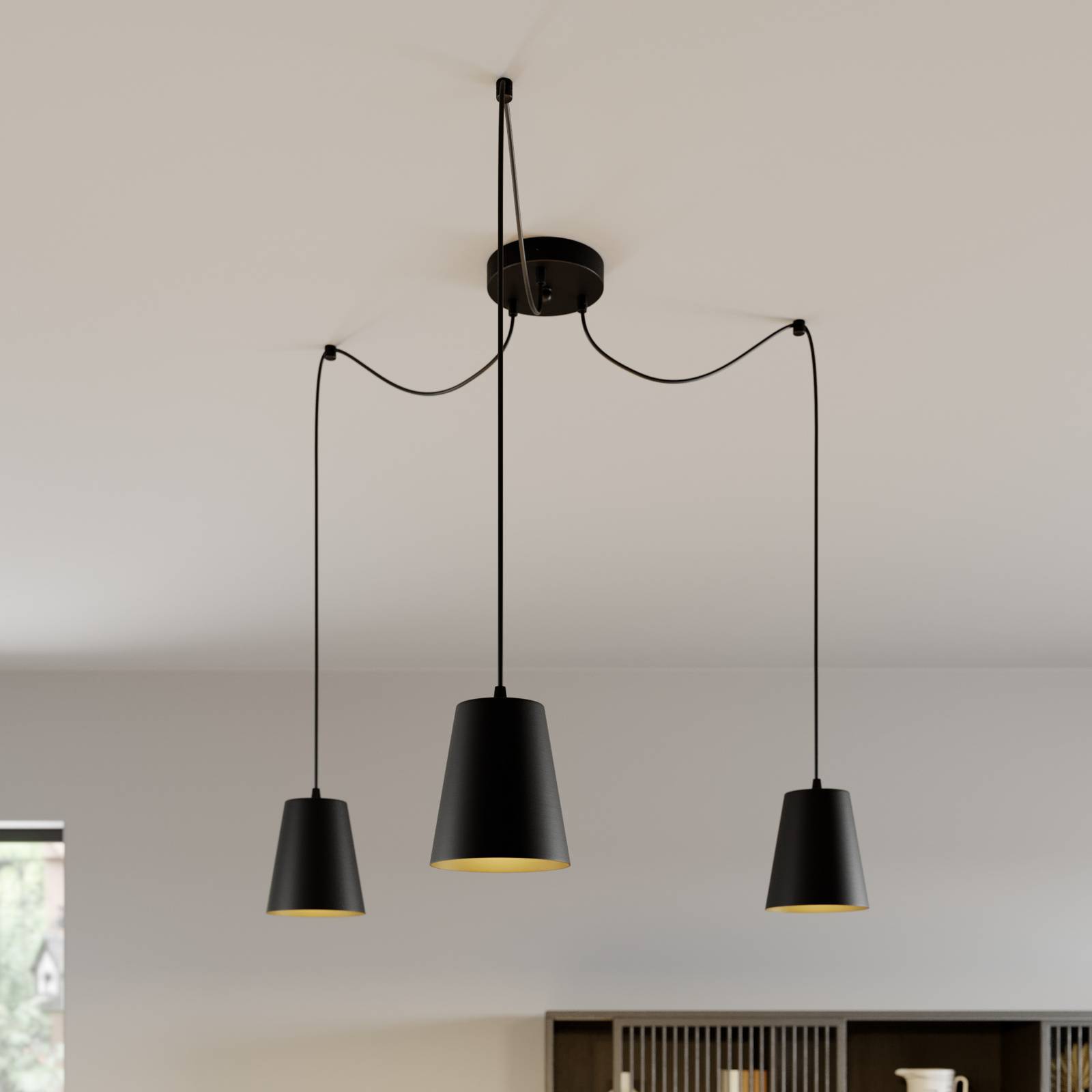 Pendelleuchte Link in Schwarz, dreiflammig von EMIBIG LIGHTING