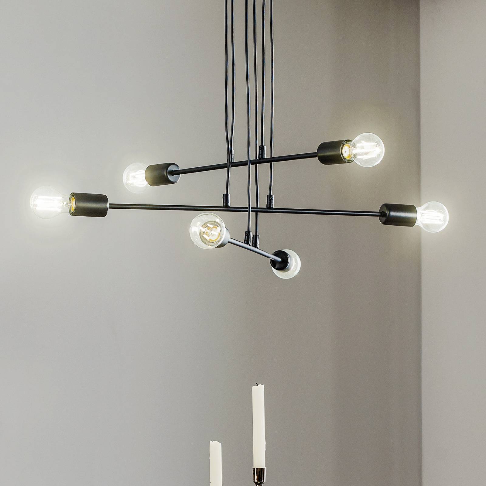 Pendelleuchte Multipo 6, sechsflammig in Schwarz von EMIBIG LIGHTING