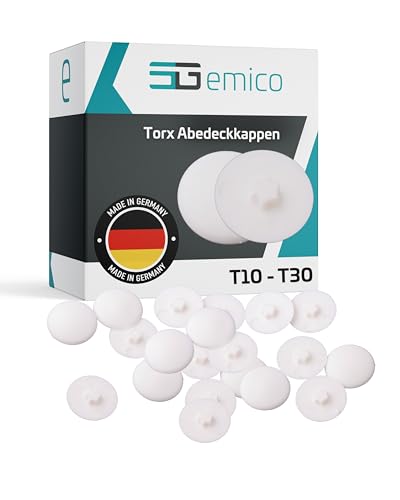 emico Kappen für Torx-Schrauben T10-100 Stück Weiß - Abdeckkappen aus flexiblem LDPE - Rückstandsfrei & passgenau - Ideal für EIN sauberes Erscheinungsbild & sicheren Schutz emico Kappen für Torx-Schrauben T10-100 Stück Weiß - Abdeckkappen aus flexiblem LDPE - Rückstandsfrei & passgenau - Ideal für EIN sauberes Erscheinungsbild & sicheren Schutz von EMICO