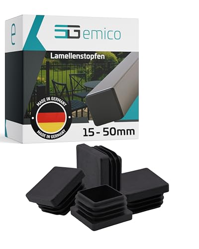 emico Lamellenstopfen 35x35 mm - Rohrwandstärke 1,0-3,0 mm - 4 Stück Schwarz - Quadratische Stopfen aus robustem PE - Witterungsbeständige & stoßfeste Rohrstopfen - Ideal für Rohrabdeckungen emico Lamellenstopfen 35x35 mm - Rohrwandstärke 1,0-3,0 mm - 4 Stück Schwarz - Quadratische Stopfen aus robustem PE - Witterungsbeständige & stoßfeste Rohrstopfen - Ideal für Rohrabdeckungen von EMICO