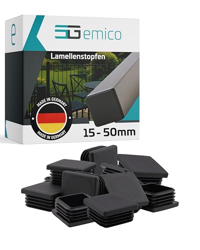emico Lamellenstopfen 40x40 mm - Rohrwandstärke 1,0-3,0 mm - 10 Stück Schwarz - Quadratische Stopfen aus robustem PE - Witterungsbeständige & stoßfeste Rohrstopfen - Ideal für Rohrabdeckungen emico Lamellenstopfen 40x40 mm - Rohrwandstärke 1,0-3,0 mm - 10 Stück Schwarz - Quadratische Stopfen aus robustem PE - Witterungsbeständige & stoßfeste Rohrstopfen - Ideal für Rohrabdeckungen von EMICO