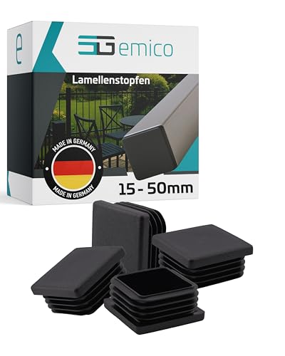 emico Lamellenstopfen 40x40 mm - Rohrwandstärke 1,0-3,0 mm - 4 Stück Schwarz - Quadratische Stopfen aus robustem PE - Witterungsbeständige & stoßfeste Rohrstopfen - Ideal für Rohrabdeckungen emico Lamellenstopfen 40x40 mm - Rohrwandstärke 1,0-3,0 mm - 4 Stück Schwarz - Quadratische Stopfen aus robustem PE - Witterungsbeständige & stoßfeste Rohrstopfen - Ideal für Rohrabdeckungen von EMICO