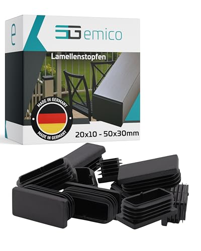 emico Lamellenstopfen 50 x 30 mm - Rohrwandstärke 1,0-3,0 mm - 10 Stück Schwarz - Rechteckige Stopfen aus hochwertigem PE - Witterungsbeständige & stoßfeste Rohrstopfen - Ideal für Rohrabdeckungen emico Lamellenstopfen 50 x 30 mm - Rohrwandstärke 1,0-3,0 mm - 10 Stück Schwarz - Rechteckige Stopfen aus hochwertigem PE - Witterungsbeständige & stoßfeste Rohrstopfen - Ideal für Rohrabdeckungen von EMICO